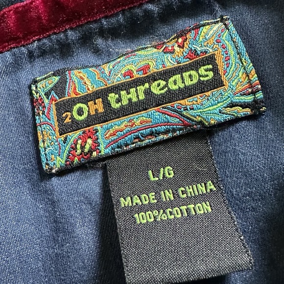 2OH Threads Mens Western Cut‎ Paisley Fringe Old Hippies Shirt Size Large NWT - Picture 5 of 8